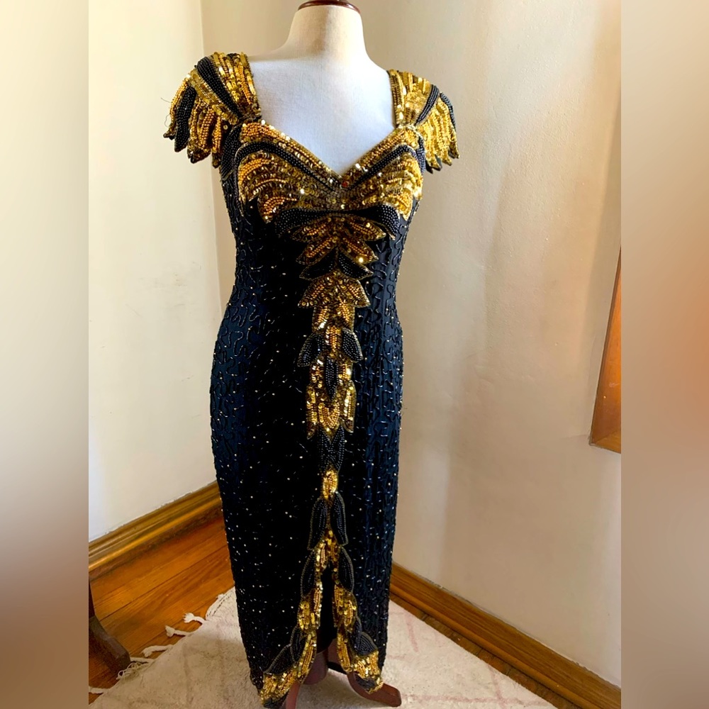 80s beaded cocktail dress
